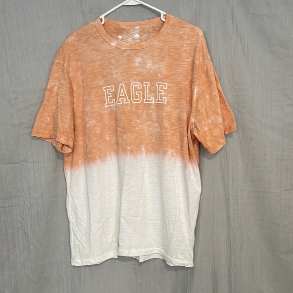 American Eagle Outfitters Orange and White Short Sleeve Tee